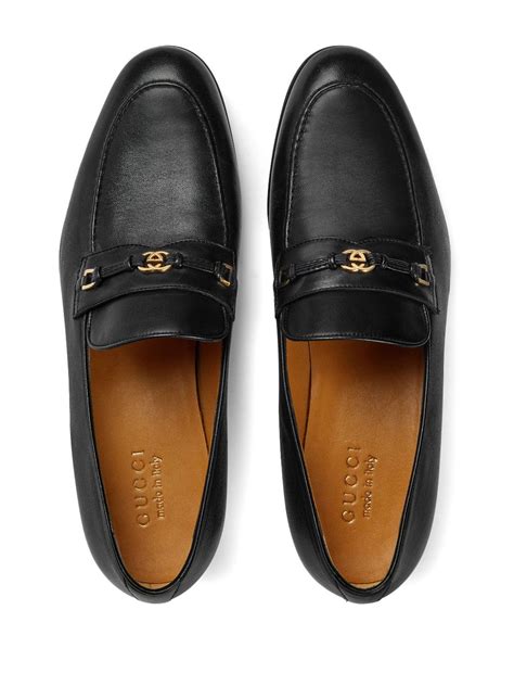 gucci interlocking g black leather sneakers|Gucci g-locking loafers.